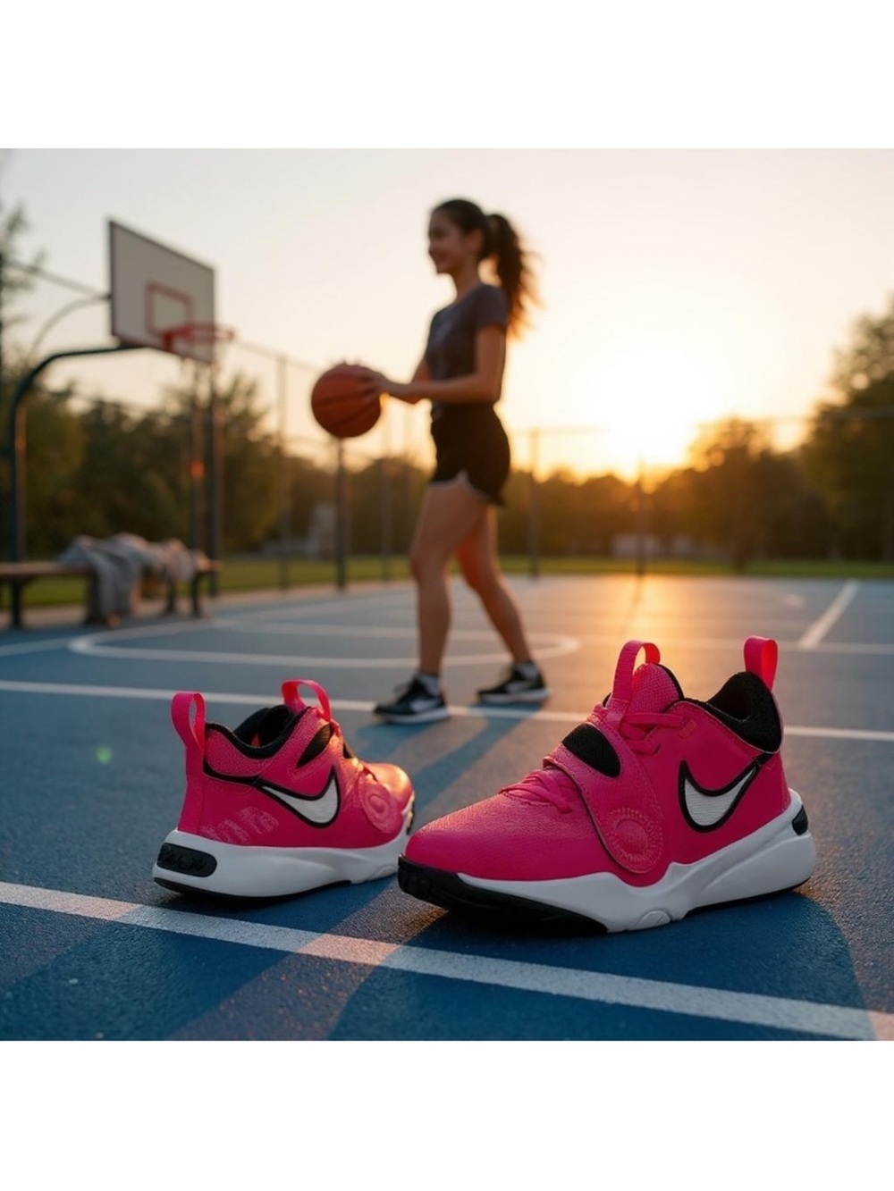 Nike Girls Boys Team Hustle D11 Basketball Sneakers Pink & Black Size 2 - Picture 10 of 10